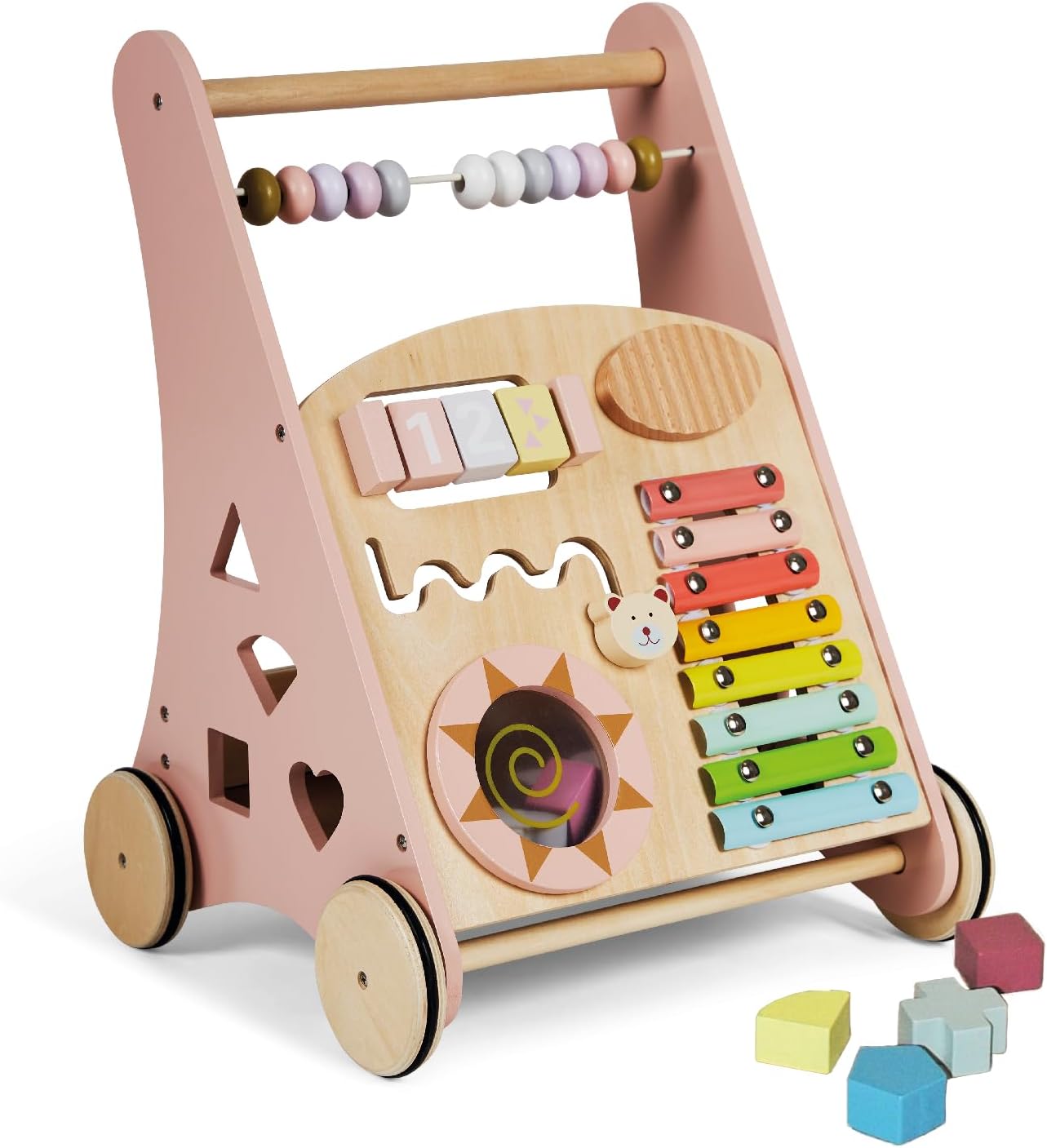 Déambulateur en bois Montessori avec jouets et activités pour bébé 12 mois+