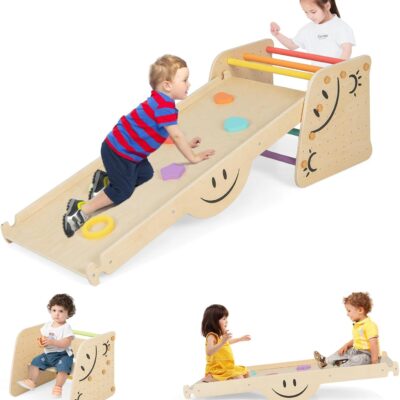 Échelle d'escalade Montessori 6 en 1 pour enfants avec rampe ajustable