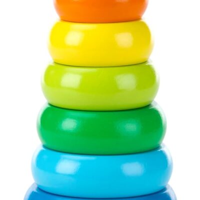 Empileur de formes arc-en-ciel en bois - jouet Montessori 1 an