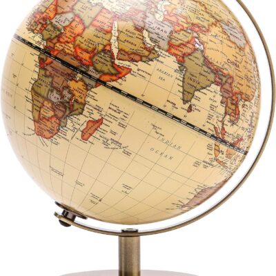 Globe terrestre antique 14 cm avec support en métal bronze