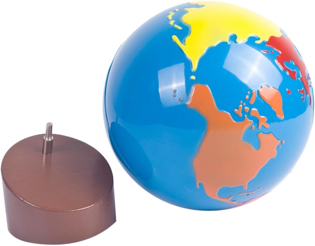 Globe terrestre éducatif Montessori avec base en bois pour enfants
