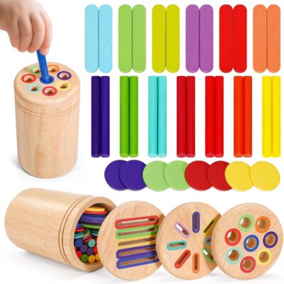 Jeu Montessori 3 en 1 en bois éducatif pour enfants 1 à 3 ans