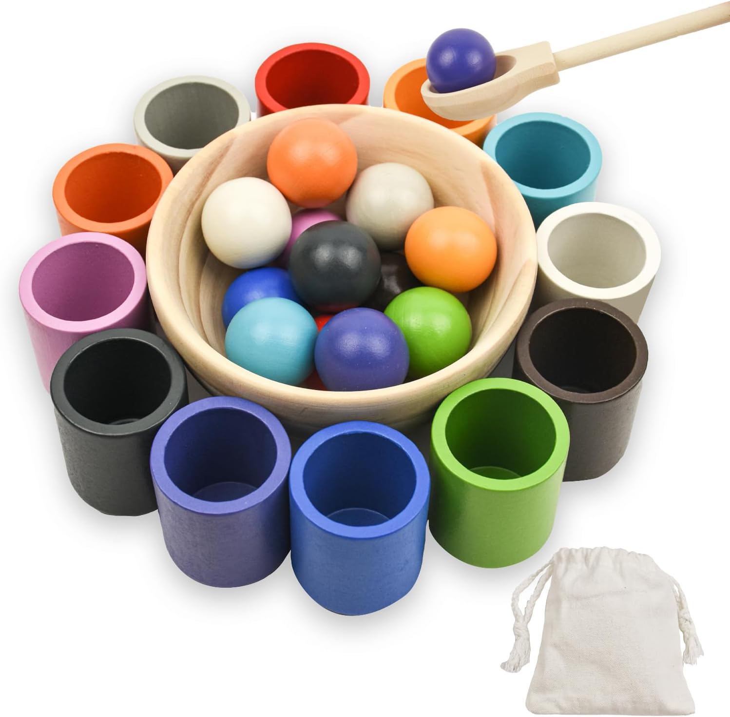 Jeu de tri Montessori en bois avec boules et tasses pour enfants
