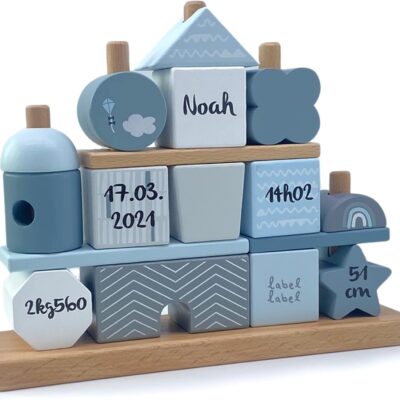 Jeu d'emboîtement en bois personnalisable pour bébé garçon