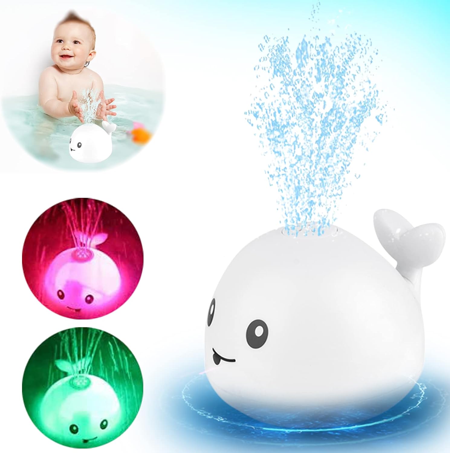 Jouet de bain baleine lumineuse à jet pour bébé et tout-petits