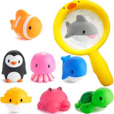 Jouet de bain bébé avec animaux marins et filet de pêche