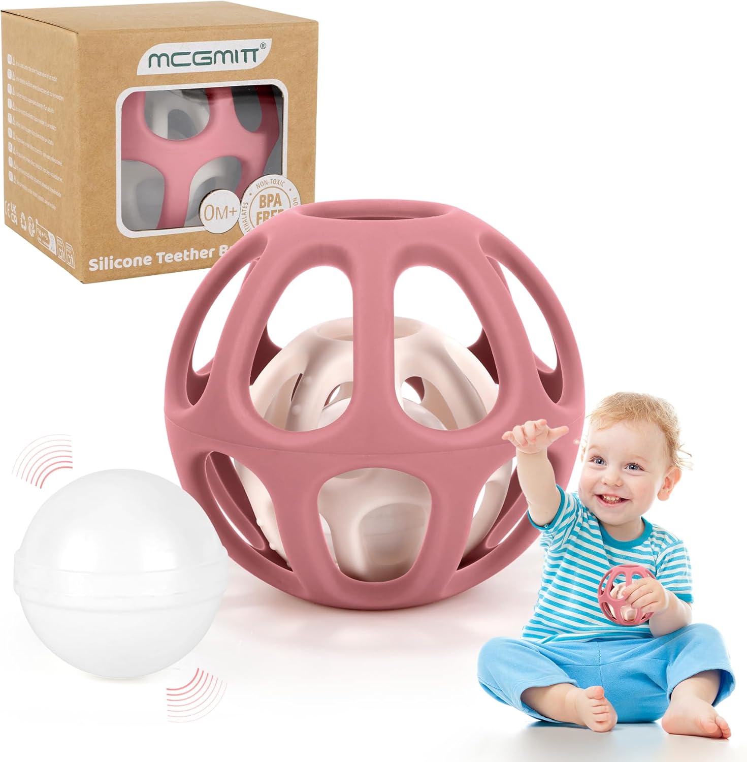 Jouet de dentition bébé balle sensorielle montessori sans BPA