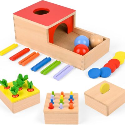Jouet en bois Montessori 4 en 1 pour motricité et apprentissage