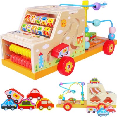 Jouet montessori boulier et cube d'activité pour bébé 1 à 5 ans