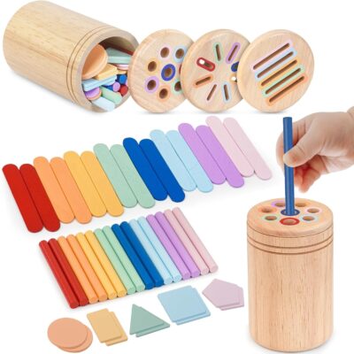 Jouet montessori en bois 3 en 1 pour enfants 1-3 ans