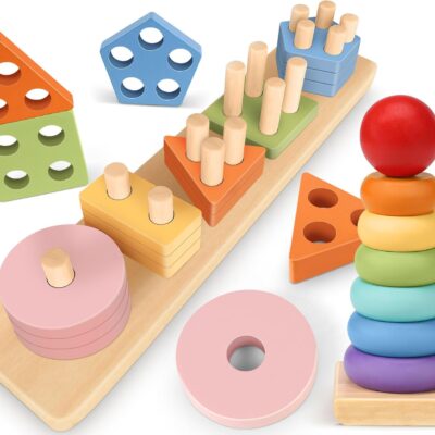 Jouet montessori en bois à empiler et trier pour bébé 1 an