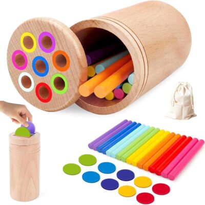 Jouet montessori en bois pour apprendre les couleurs et la motricité fine
