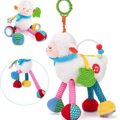 Jouet sensoriel bébé 0-12 mois avec hochet et anneau de dentition