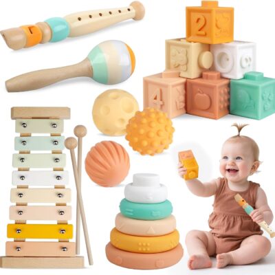 Jouets Montessori en bois et sensoriels pour bébés 6-12 mois