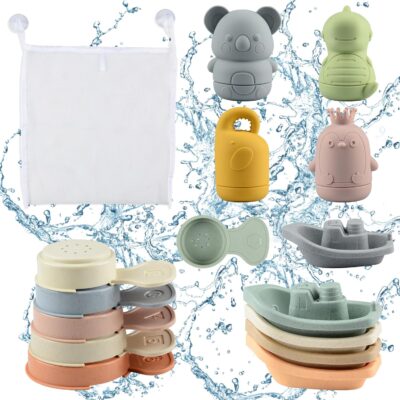 Jouets de bain sensoriels pour bébé avec bateaux et accessoires