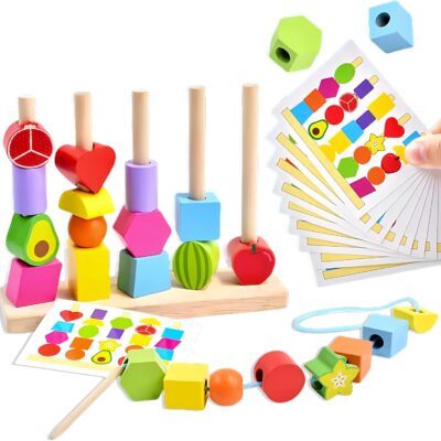 Jouets d'enfilage Montessori pour développer la motricité