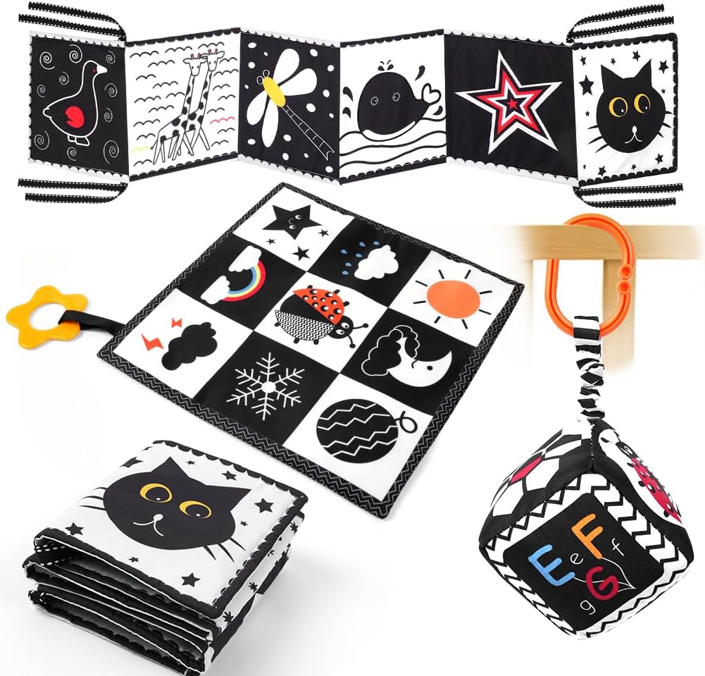 Jouets sensoriels noirs et blancs Montessori pour bébé