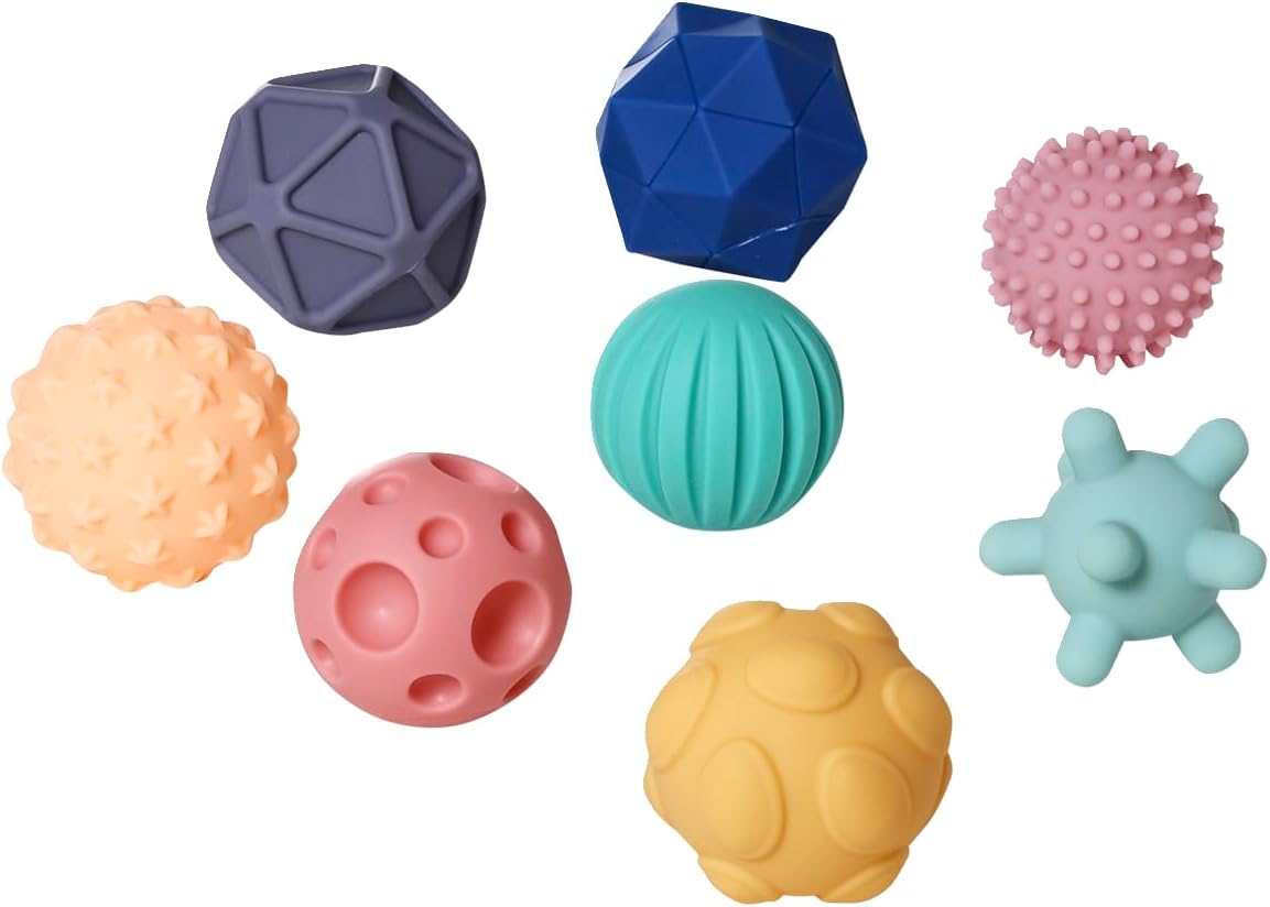 Lot de 8 balles sensorielles Montessori multicolores