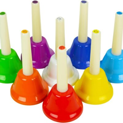 Lot de 8 cloches à main diatoniques en métal coloré