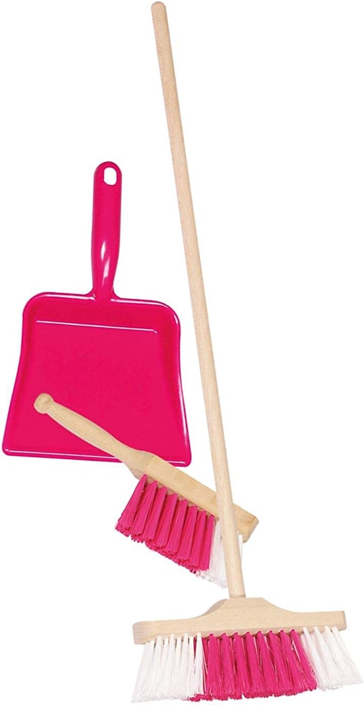 Outillage de jardin rose pour enfants - pelle et balai