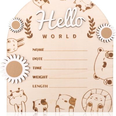 Panneau en bois pour annonce de naissance bébé