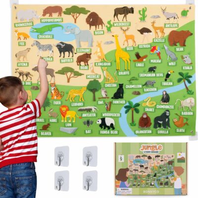 Panneau feutrine animaux montessori pour enfants 3-8 ans