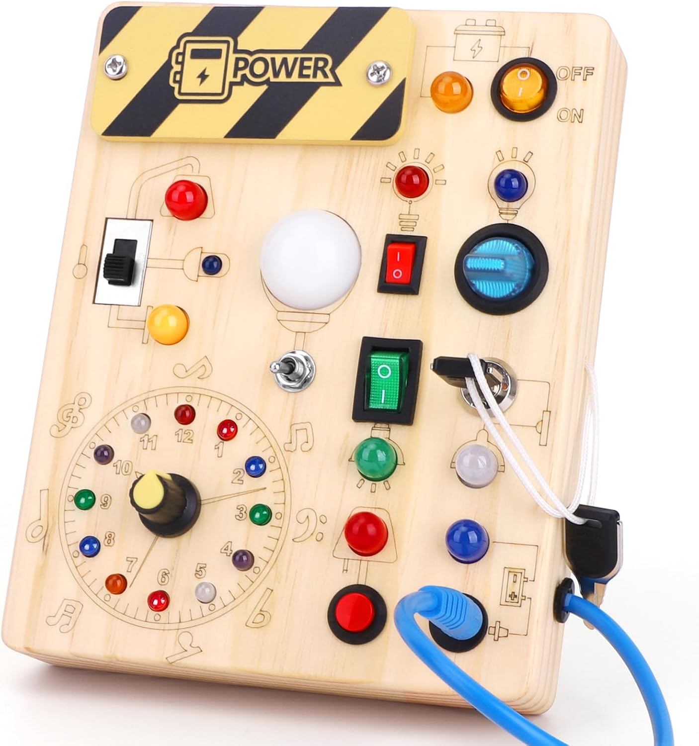 Planche d'activités Montessori avec interrupteurs et lumières LED pour enfants