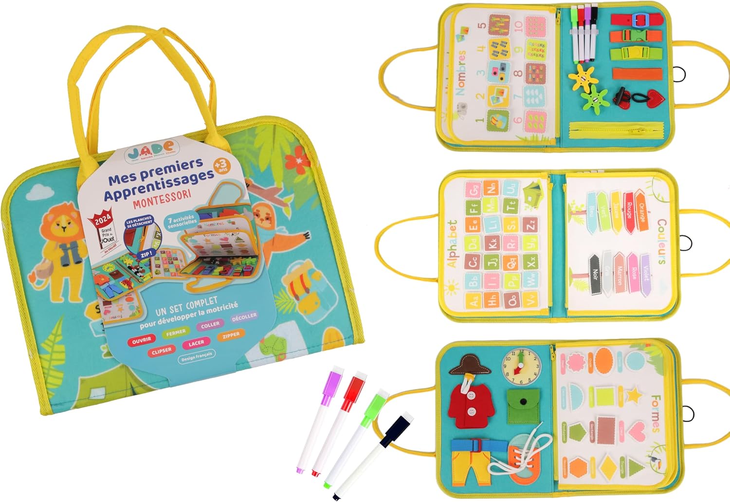 Pochette d'activités Montessori en tissu pour enfants dès 3 ans