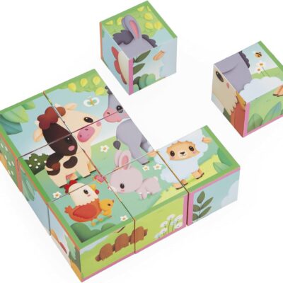 Puzzle cubes en carton pour enfant dès 2 ans - thème ferme
