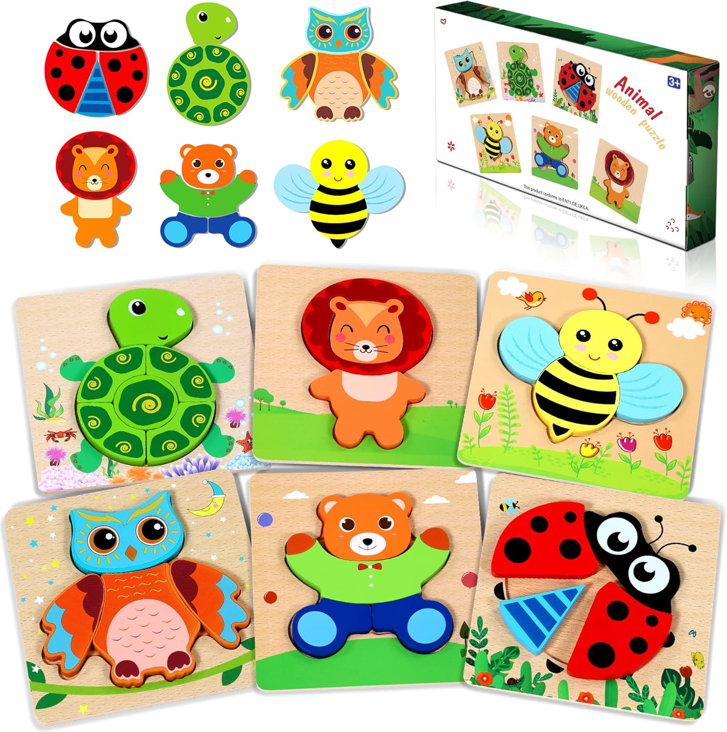 Puzzle en bois Montessori pour enfants 1 à 3 ans
