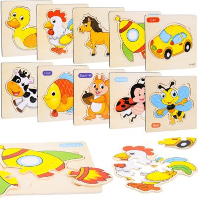 Puzzle en bois montessori pour enfants 1 à 3 ans