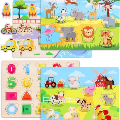 Puzzle en bois montessori pour enfants 2-3 ans