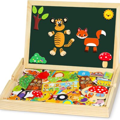 Puzzle magnétique en bois 130 pièces - jouet Montessori éducatif 3 ans
