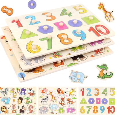Puzzles en bois éducatifs montessori animaux.