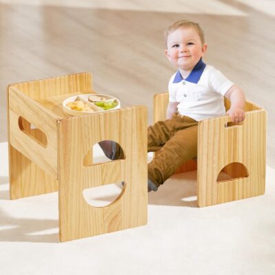 Table et chaise montessori en bois réglables pour bébé 1-3 ans