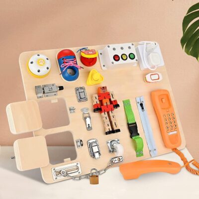 Tableau sensoriel en bois 20 en 1 pour bébé - jouet éducatif Montessori