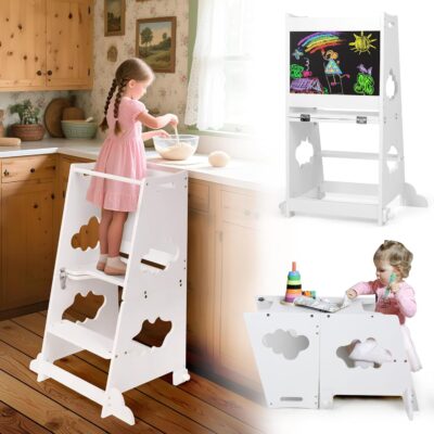 Tour d'observation Montessori pliable avec tableau noir et garde-corps