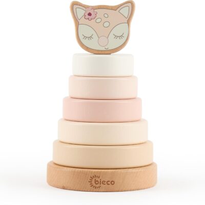 Tour en bois empilable pour bébé - jeu éducatif dès 1 an