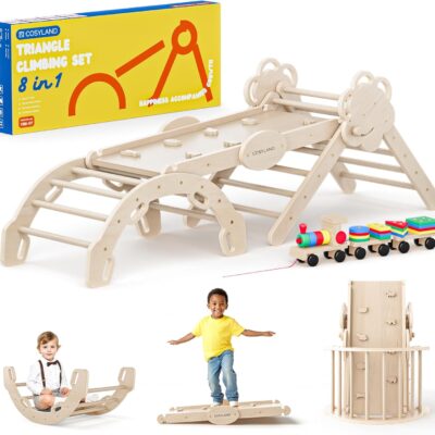 Triangle d'escalade Montessori pliable 8-en-1 en bois pour enfants
