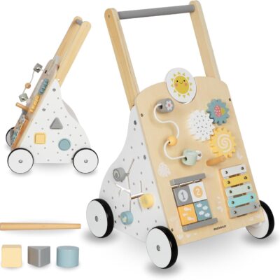 Trotteur bébé en bois 8-en-1 avec table d'activités éducative