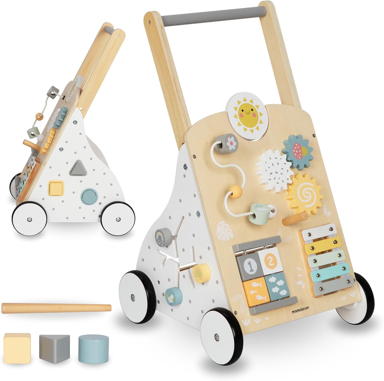Trotteur bébé en bois 8-en-1 avec table d'activités éducative