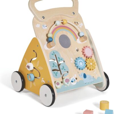 Trotteur en bois Montessori avec activités pour bébé