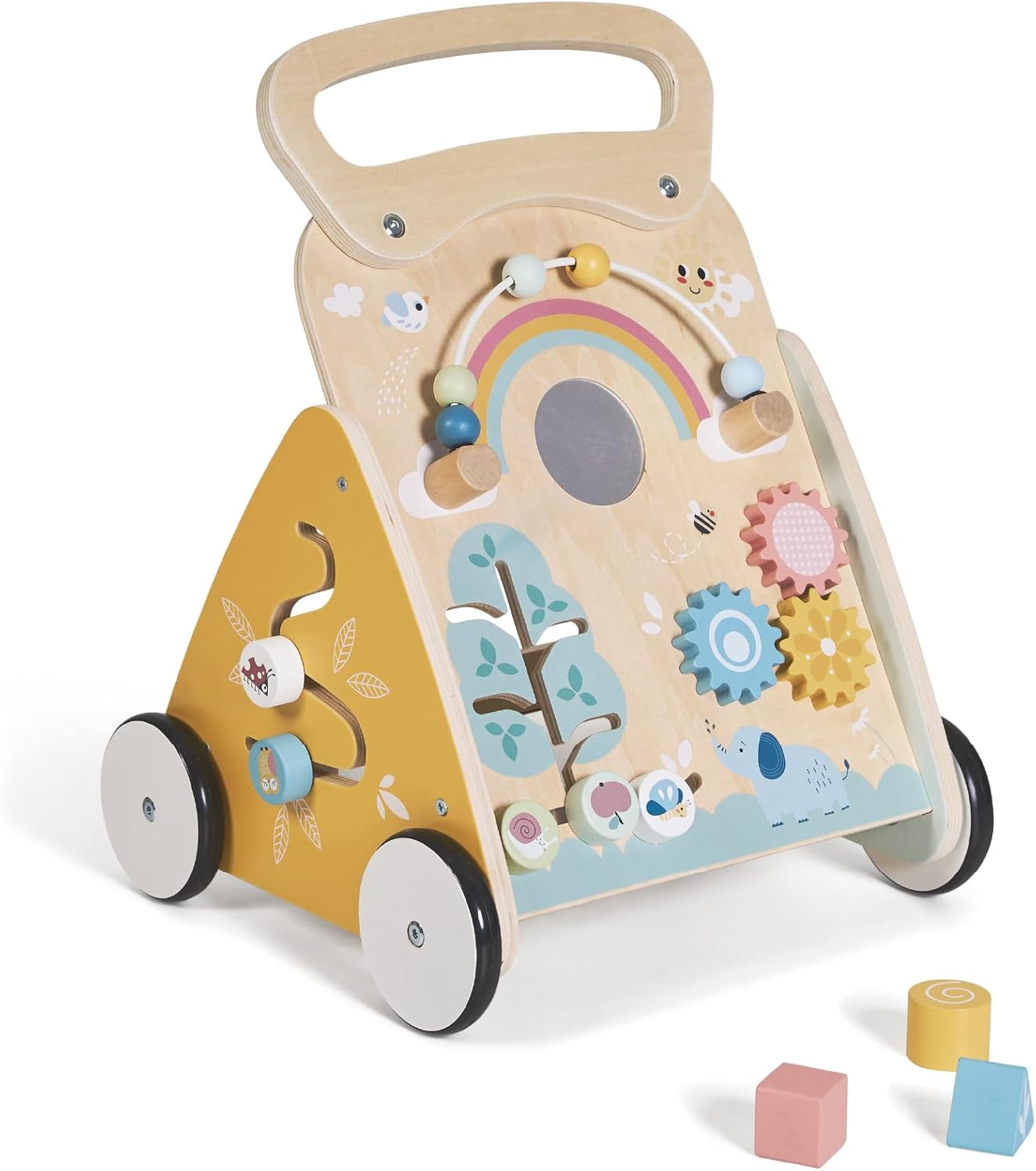 Trotteur en bois Montessori avec activités pour bébé