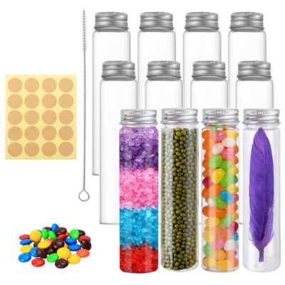 Tubes à essai en plastique avec bouchon et accessoires - 110 ml (lot de 12)