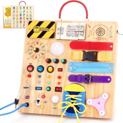 busy board montessori 23 en 1 jouet éducatif sensoriel en bois pour enfants