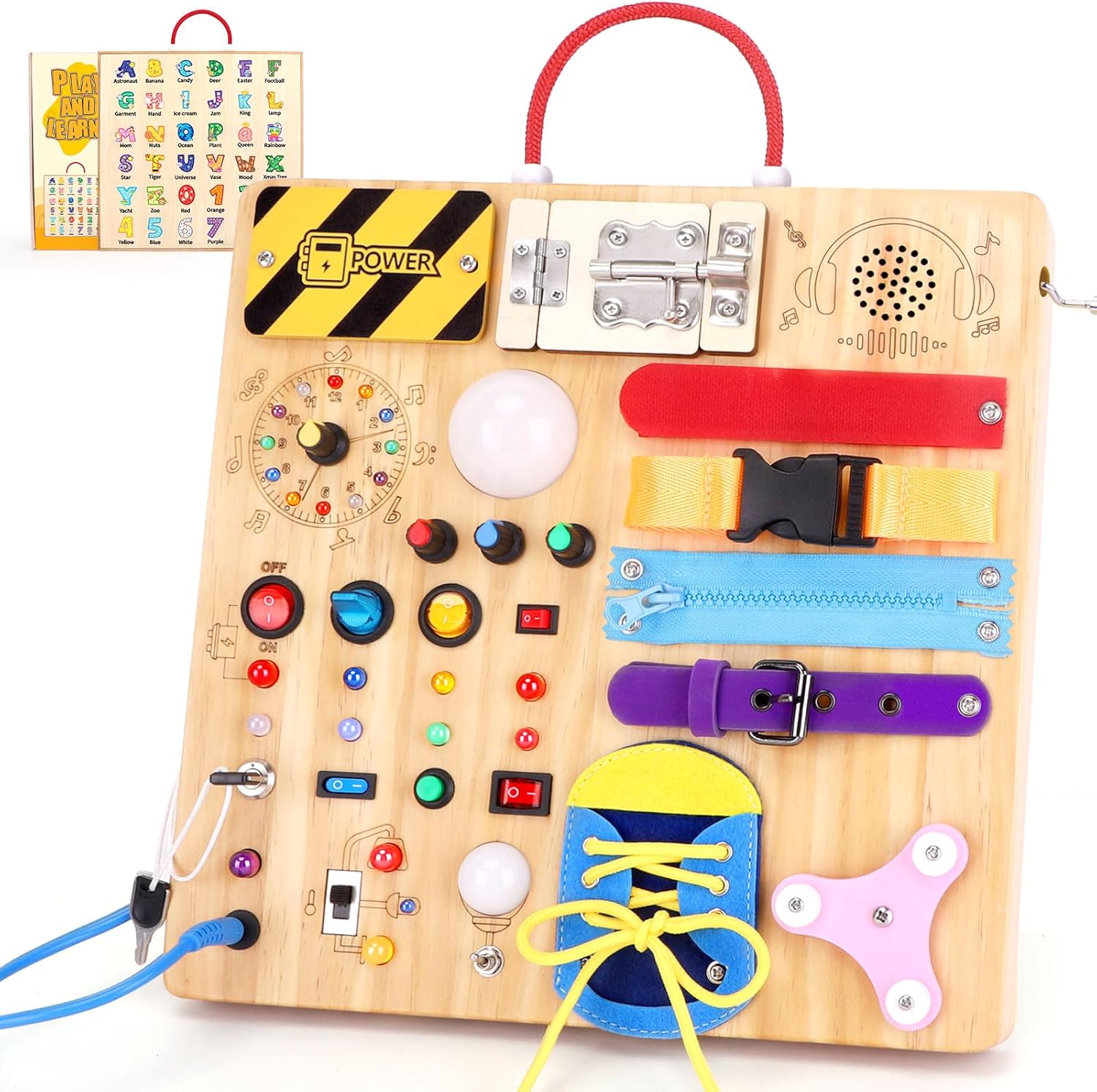 busy board montessori 23 en 1 jouet éducatif sensoriel en bois pour enfants