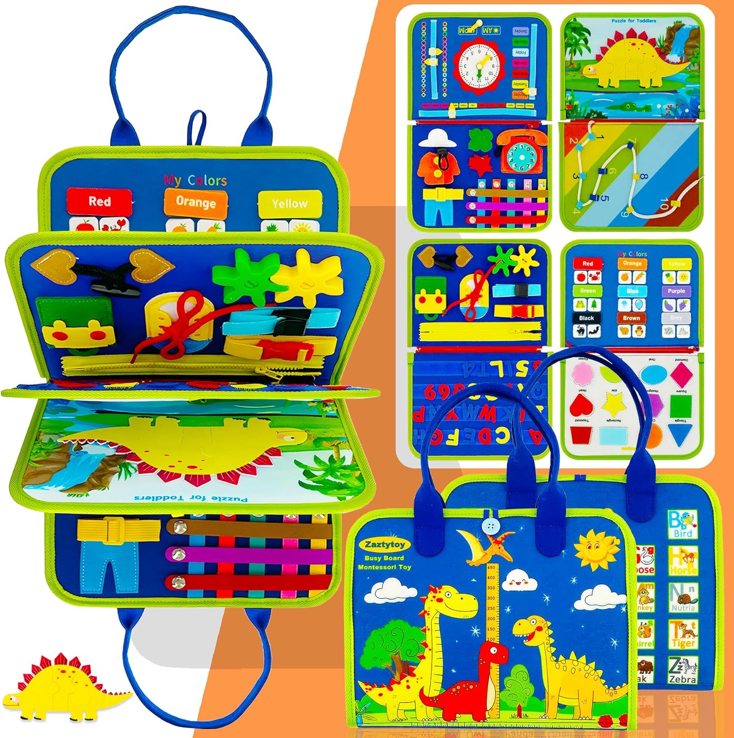 busy board montessori en feutre pour développement sensoriel et motricité fine