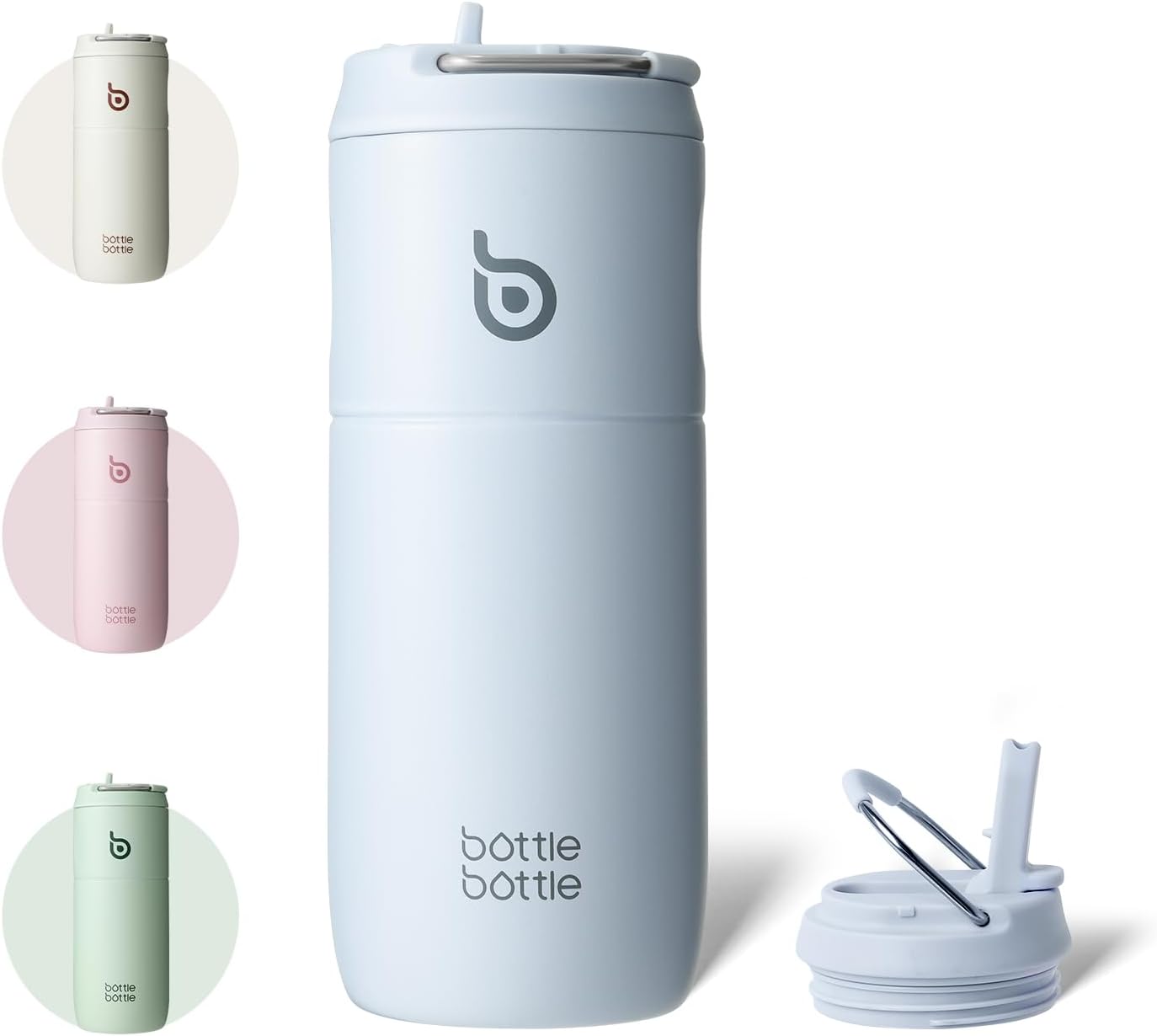 gourde en acier inoxydable 500 ml avec paille et couvercle anti-fuite