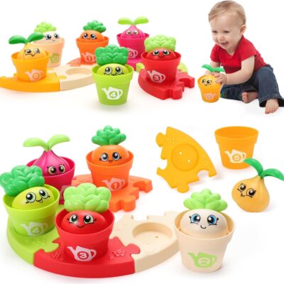 jeux montessori 1 an : pots de fleurs et puzzles éducatifs
