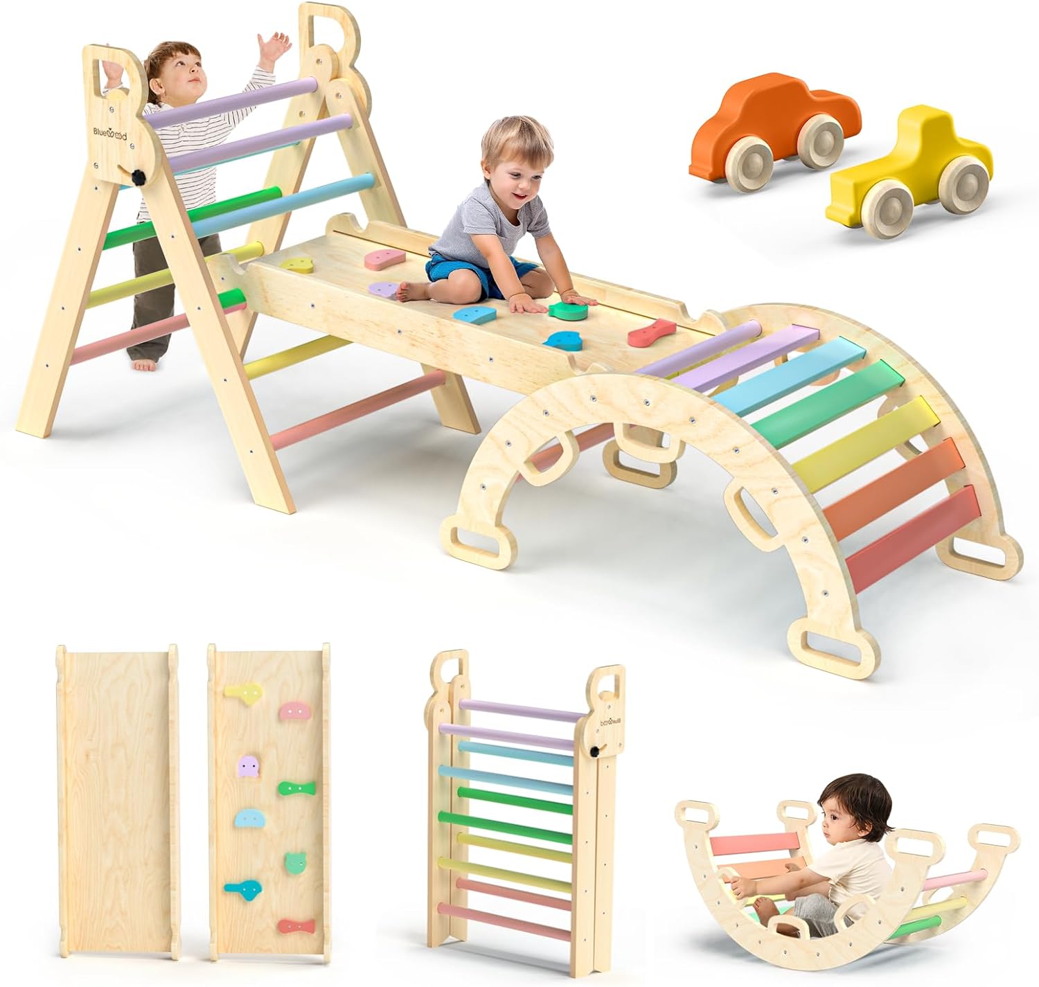 jouet d'escalade pliable en bois montessori 7-en-1 pour tout-petits